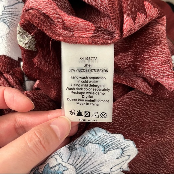 Plenty Tracy Reese Anthropologie Aleah Maroon Floral Ruffle Faux Wrap Dress - Picture 10 of 11